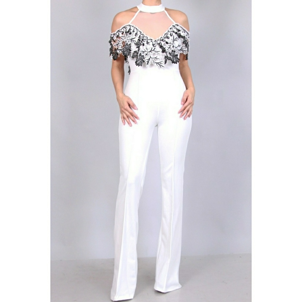 White lace top jumpsuit